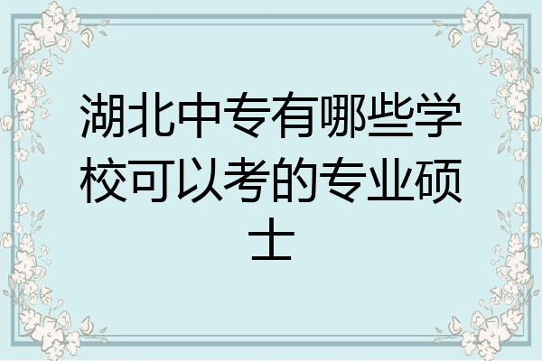 湖北中专有哪些学校可以考的专业硕士