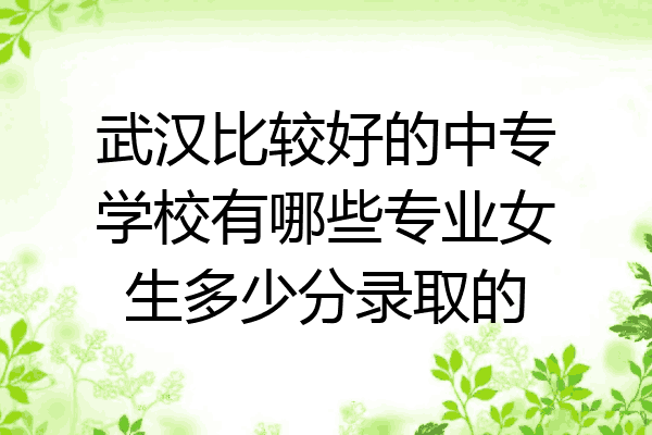 武汉比较好的中专学校有哪些专业女生多少分录取的