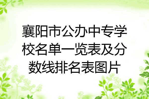 襄阳市公办中专学校名单一览表及分数线排名表图片