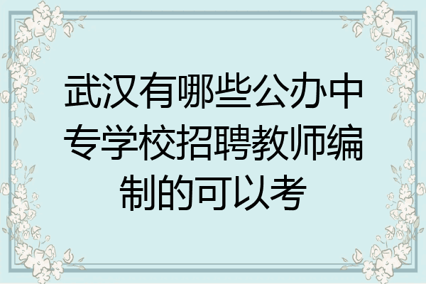 武汉有哪些公办中专学校招聘教师编制的可以考