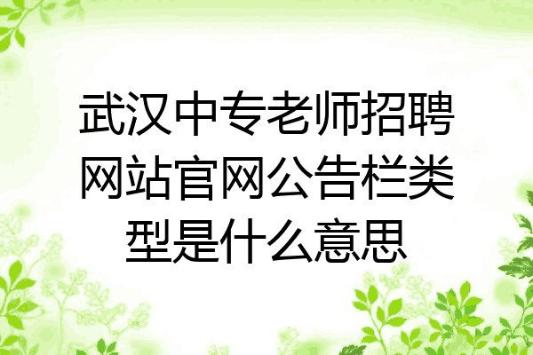 武汉中专老师招聘网站官网公告栏类型是什么意思