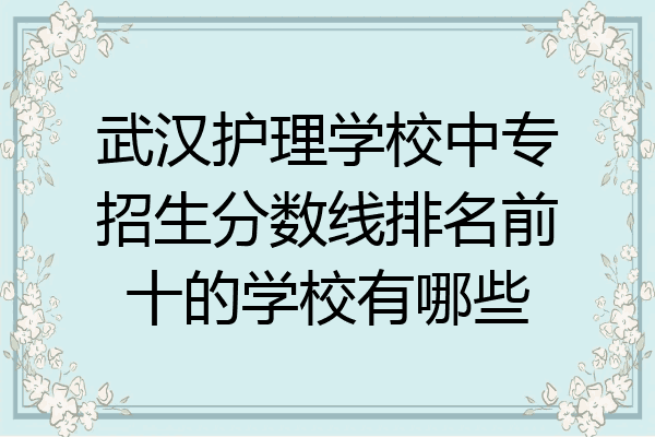 武汉护理学校中专招生分数线排名前十的学校有哪些