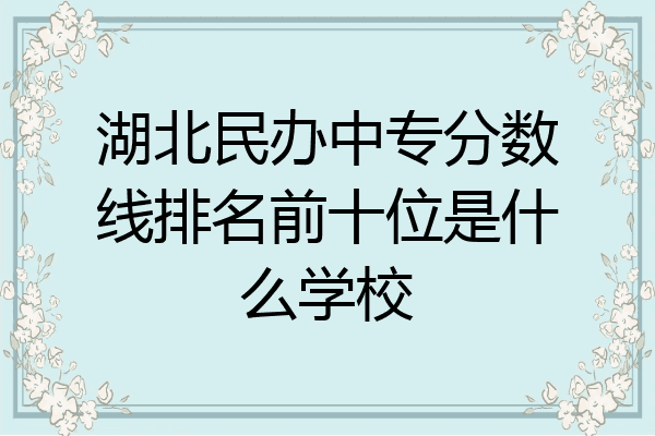 湖北民办中专分数线排名前十位是什么学校