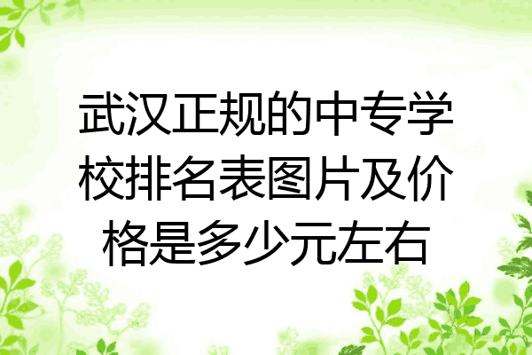 武汉正规的中专学校排名表图片及价格是多少元左右