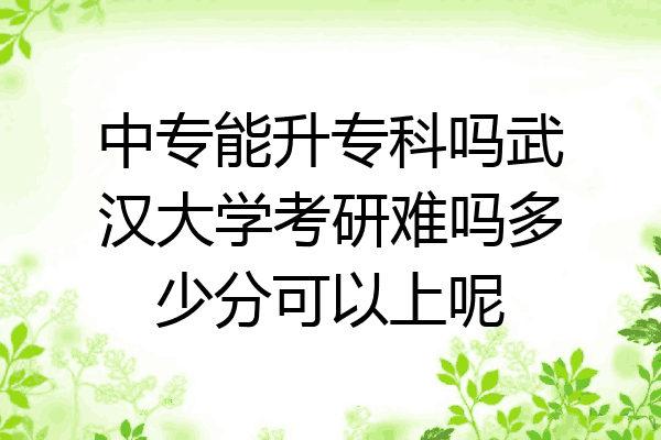 中专能升专科吗武汉大学考研难吗多少分可以上呢