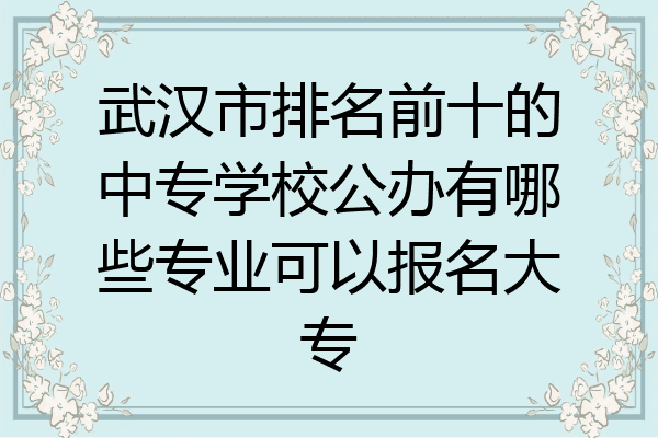 武汉市排名前十的中专学校公办有哪些专业可以报名大专