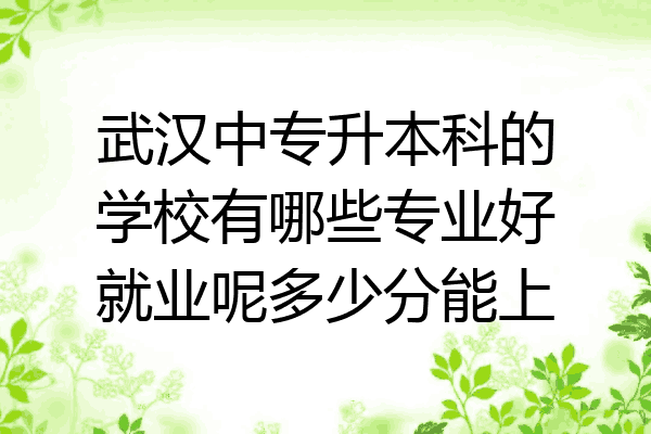 武汉中专升本科的学校有哪些专业好就业呢多少分能上