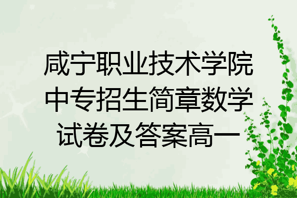咸宁职业技术学院中专招生简章数学试卷及答案高一