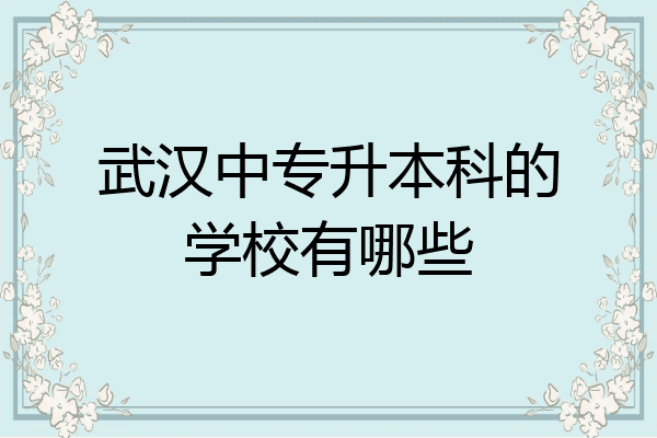 武汉中专升本科的学校有哪些