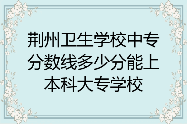 荆州卫生学校中专分数线多少分能上本科大专学校