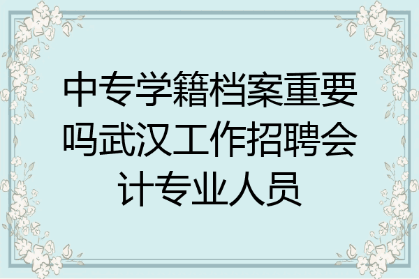 中专学籍档案重要吗武汉工作招聘会计专业人员