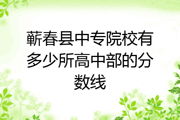 蕲春县中专院校有多少所高中部的分数线