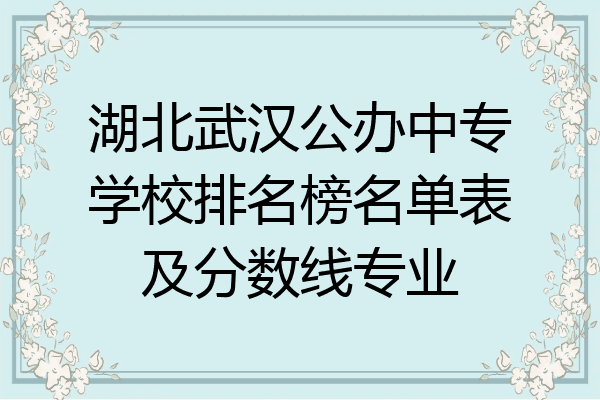 湖北武汉公办中专学校排名榜名单表及分数线专业