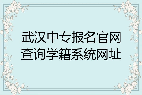 武汉中专报名官网查询学籍系统网址