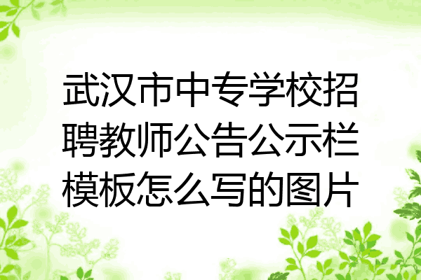武汉市中专学校招聘教师公告公示栏模板怎么写的图片