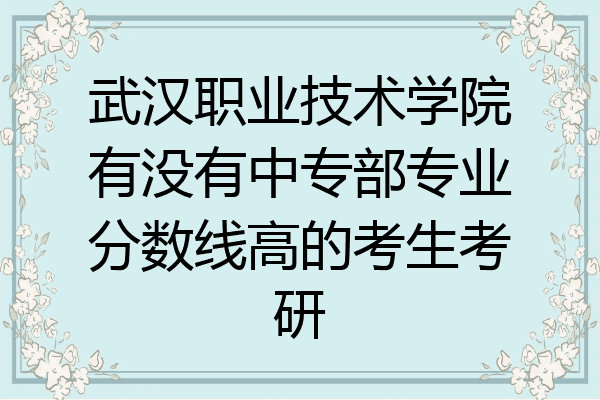 武汉职业技术学院有没有中专部专业分数线高的考生考研