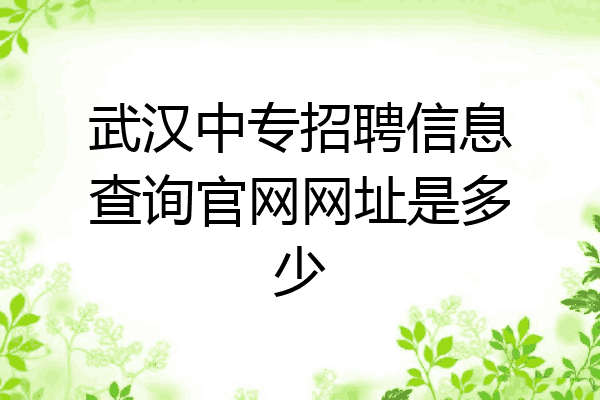 武汉中专招聘信息查询官网网址是多少