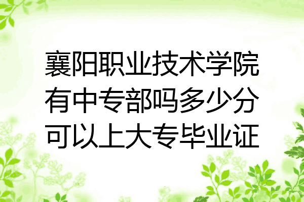 襄阳职业技术学院有中专部吗多少分可以上大专毕业证
