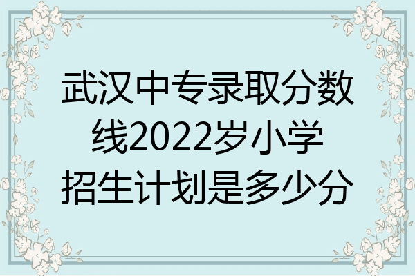 武汉中专录取分数线2022岁小学招生计划是多少分