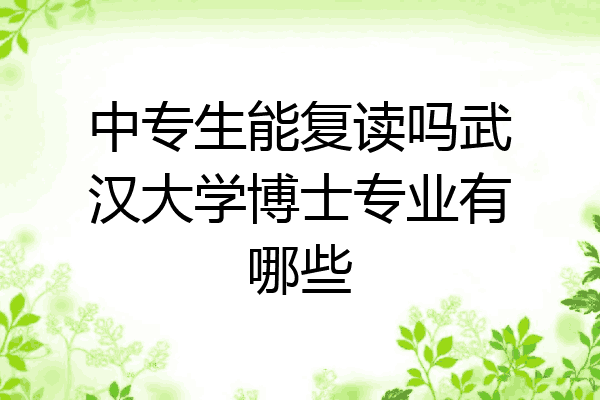 中专生能复读吗武汉大学博士专业有哪些