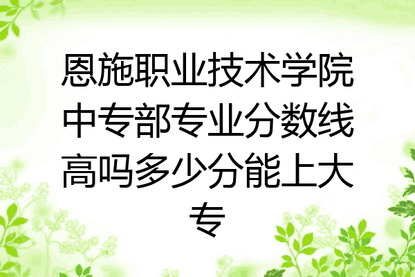 恩施职业技术学院中专部专业分数线高吗多少分能上大专