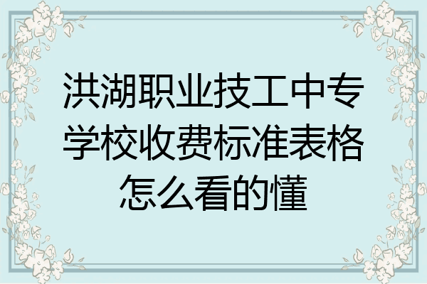 洪湖职业技工中专学校收费标准表格怎么看的懂