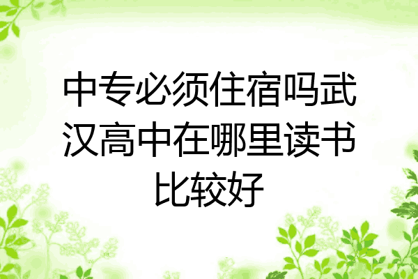中专必须住宿吗武汉高中在哪里读书比较好
