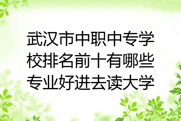 武汉市中职中专学校排名前十有哪些专业好进去读大学