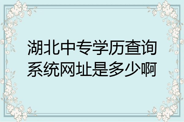 湖北中专学历查询系统网址是多少啊