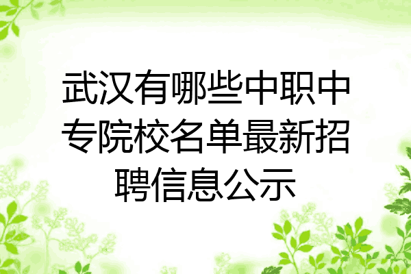 武汉有哪些中职中专院校名单最新招聘信息公示