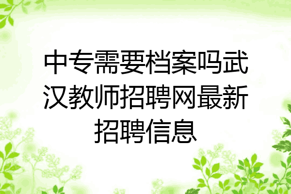 中专需要档案吗武汉教师招聘网最新招聘信息