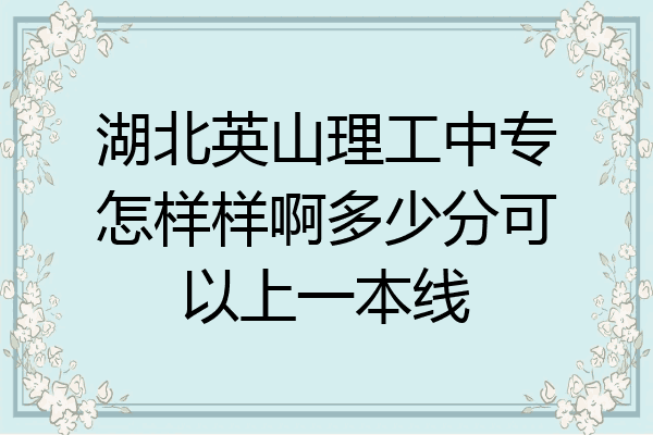 湖北英山理工中专怎样样啊多少分可以上一本线