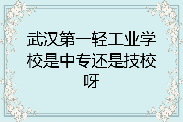 武汉第一轻工业学校是中专还是技校呀