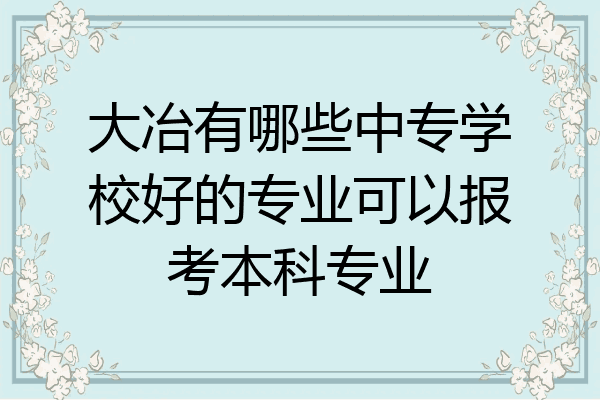 大冶有哪些中专学校好的专业可以报考本科专业