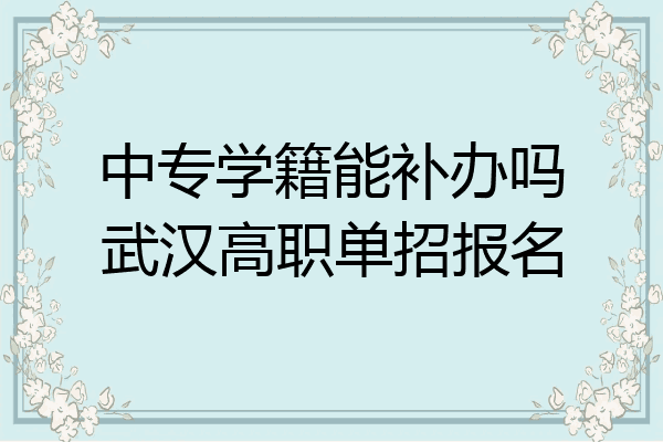 中专学籍能补办吗武汉高职单招报名