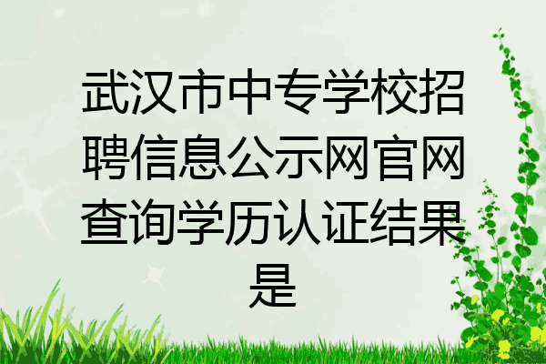 武汉市中专学校招聘信息公示网官网查询学历认证结果是