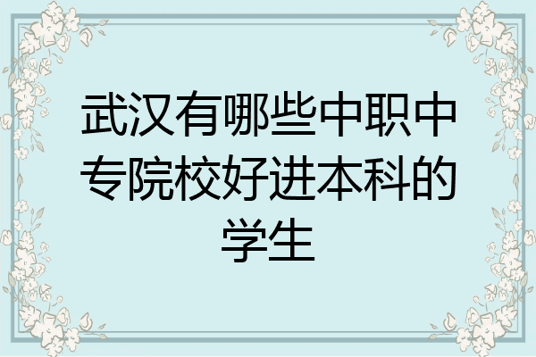 武汉有哪些中职中专院校好进本科的学生