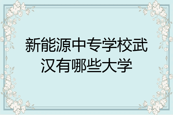 新能源中专学校武汉有哪些大学