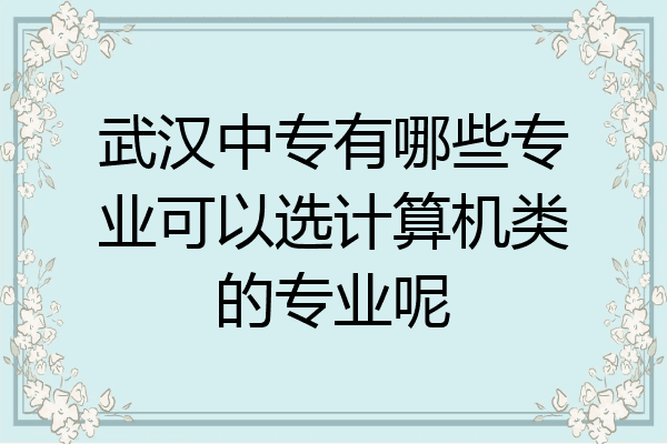 武汉中专有哪些专业可以选计算机类的专业呢