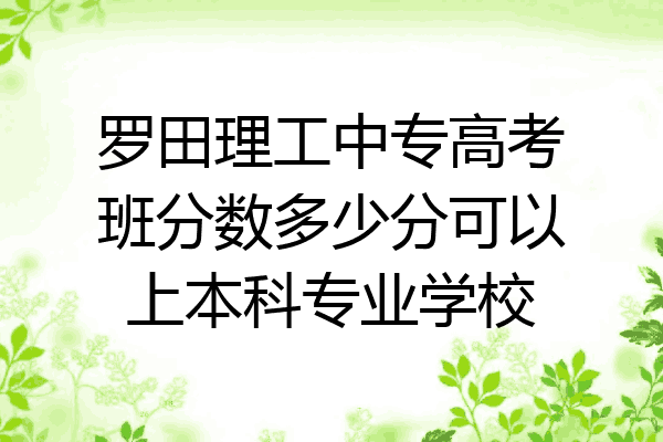 罗田理工中专高考班分数多少分可以上本科专业学校