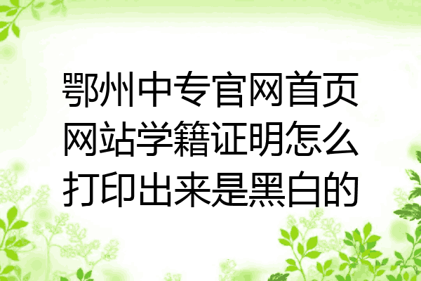 鄂州中专官网首页网站学籍证明怎么打印出来是黑白的