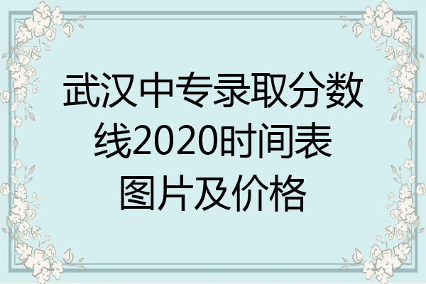 武汉中专录取分数线2020时间表图片及价格