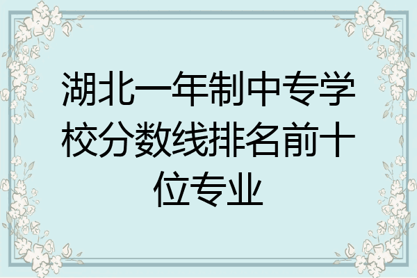湖北一年制中专学校分数线排名前十位专业