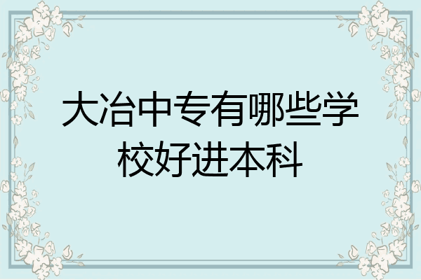 大冶中专有哪些学校好进本科
