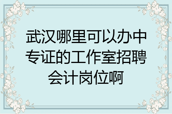 武汉哪里可以办中专证的工作室招聘会计岗位啊