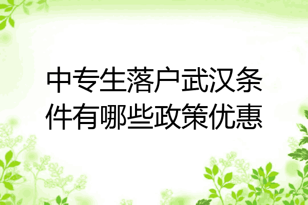 中专生落户武汉条件有哪些政策优惠