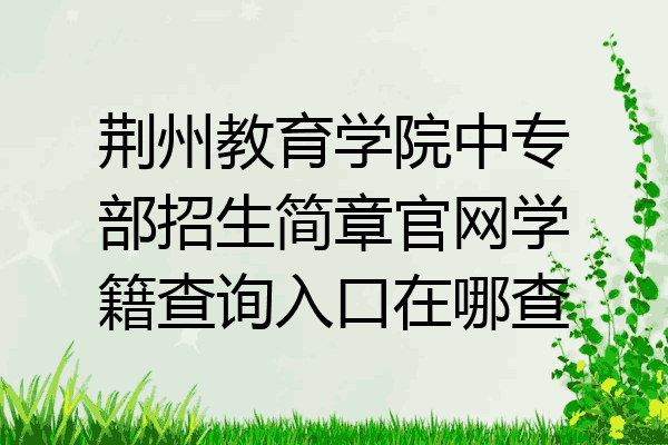荆州教育学院中专部招生简章官网学籍查询入口在哪查