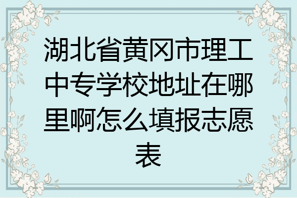 湖北省黄冈市理工中专学校地址在哪里啊怎么填报志愿表