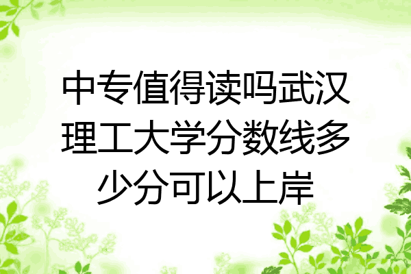 中专值得读吗武汉理工大学分数线多少分可以上岸
