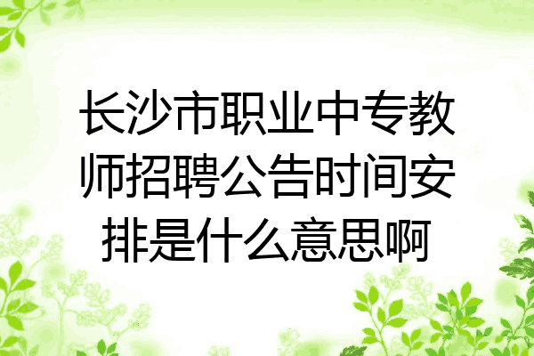 长沙市职业中专教师招聘公告时间安排是什么意思啊